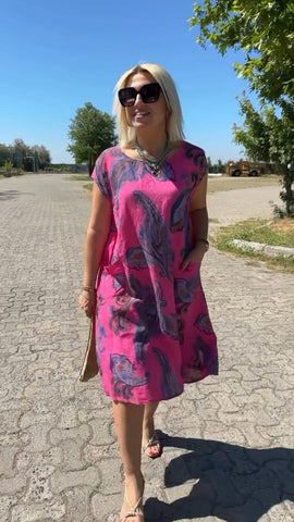 Ava | Bedrucktes Leinenkleid