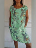 Kala | Damen-Baumwoll- und Leinenkleid mit Rundhalsausschnitt und Druck