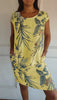 Kala | Damen-Baumwoll- und Leinenkleid mit Rundhalsausschnitt und Druck