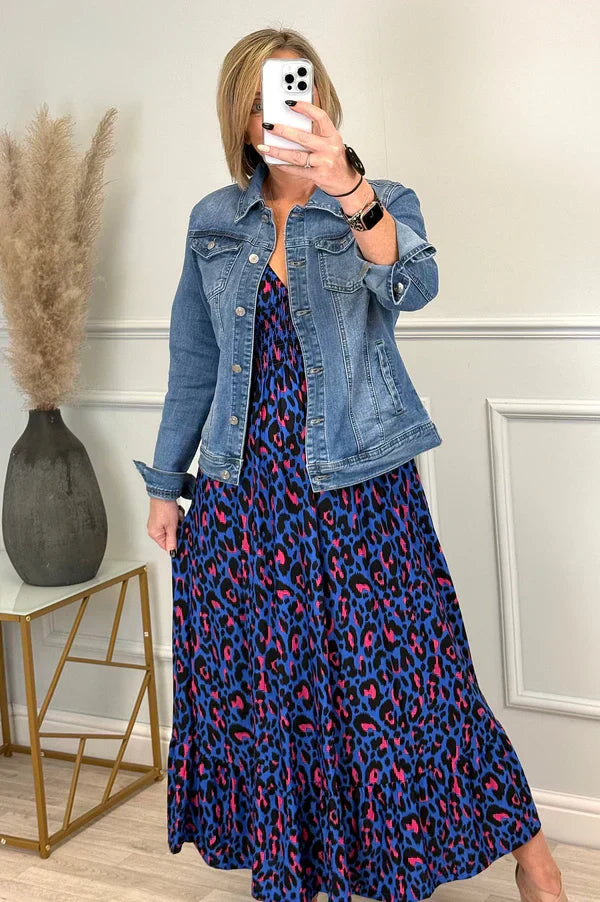 Becca | Kleid mit Falten und Leopardenmuster