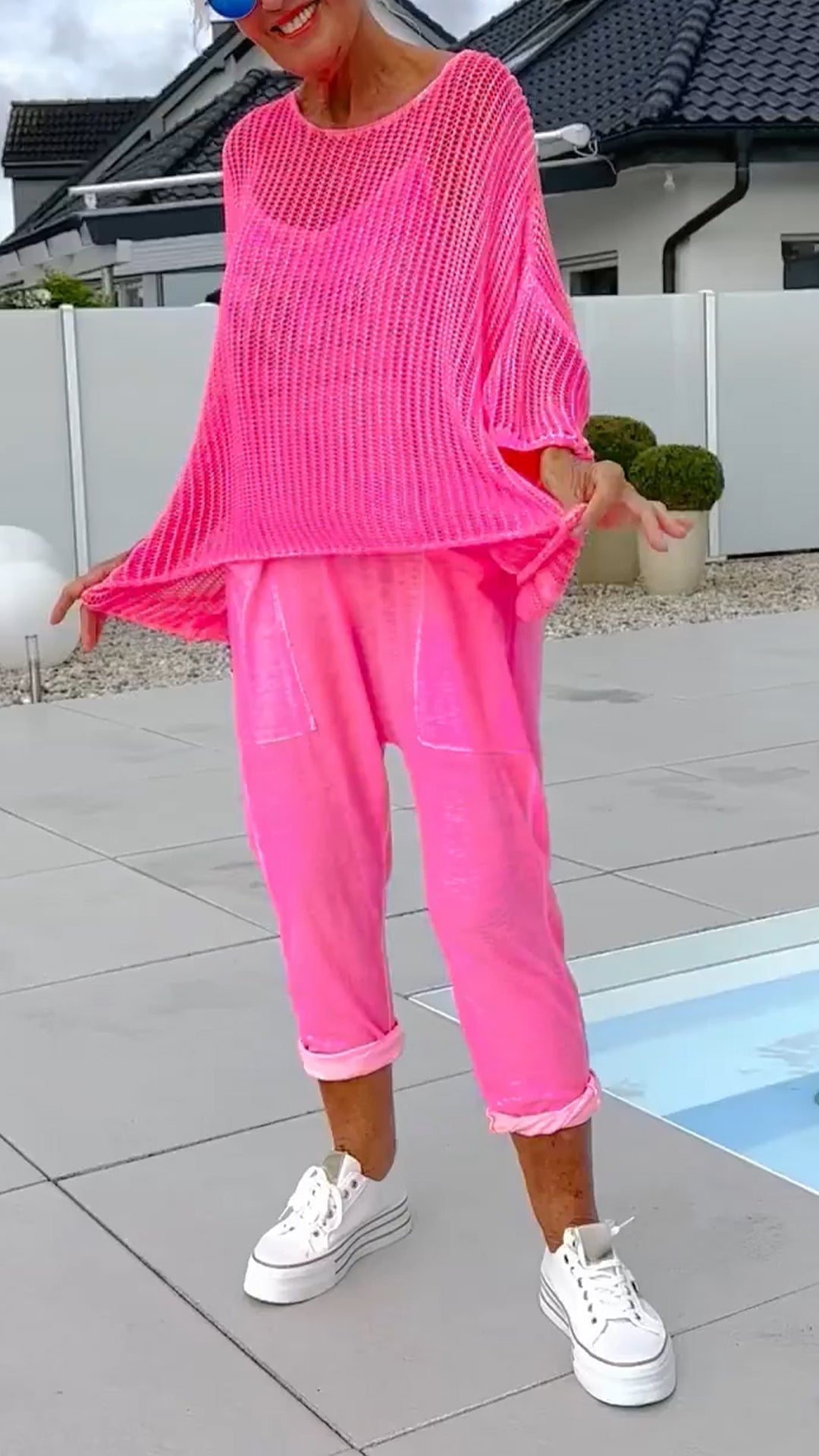 Tiffany | Damen-Jumpsuit mit Buchstabendruck + hohler Kittel-Freizeitanzug