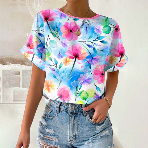 Terrell | Lässiges T-Shirt mit Blumenmuster