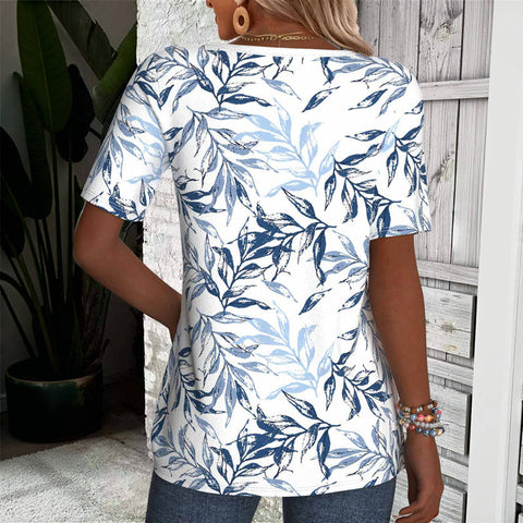 Liliana | Lässiges T-Shirt mit Blattdruck