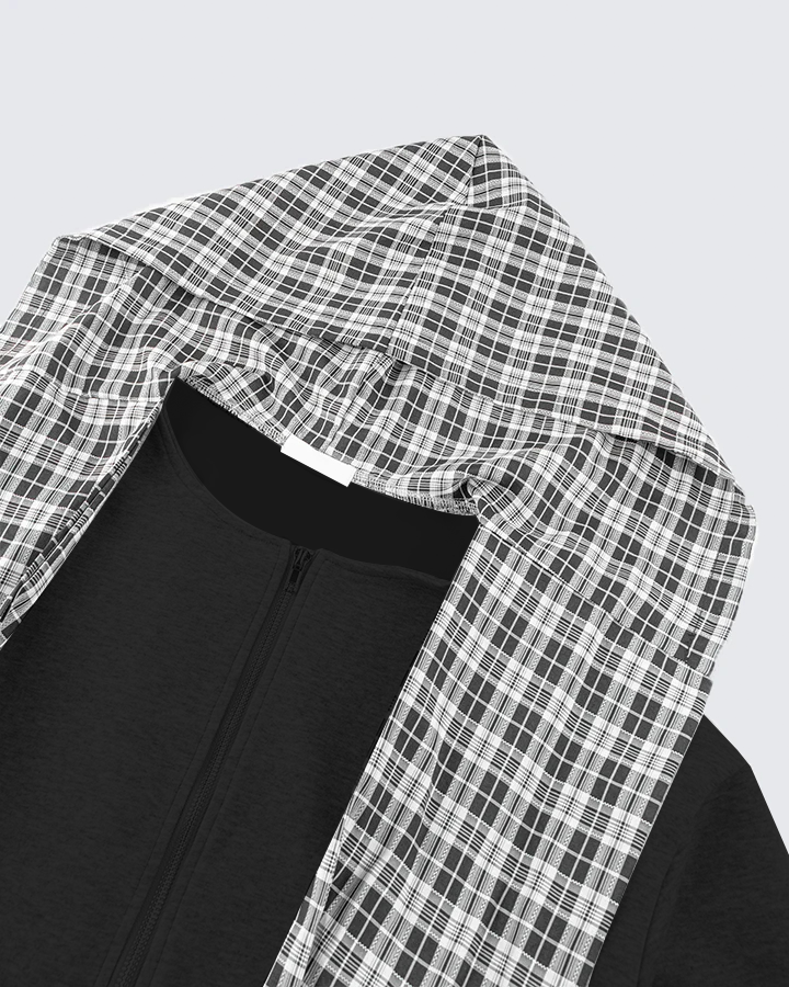Brooklynn | Karo-gefütterter Dual-Wear Reißverschluss-Hoodie