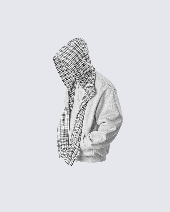 Brooklynn | Karo-gefütterter Dual-Wear Reißverschluss-Hoodie