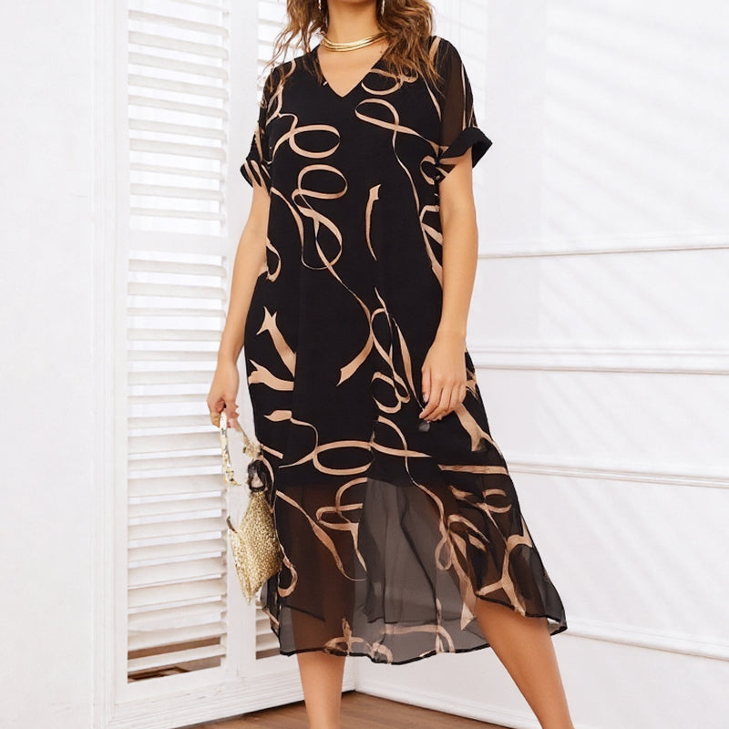 Agatha | Fließendes Maxikleid mit V-Ausschnitt und Print