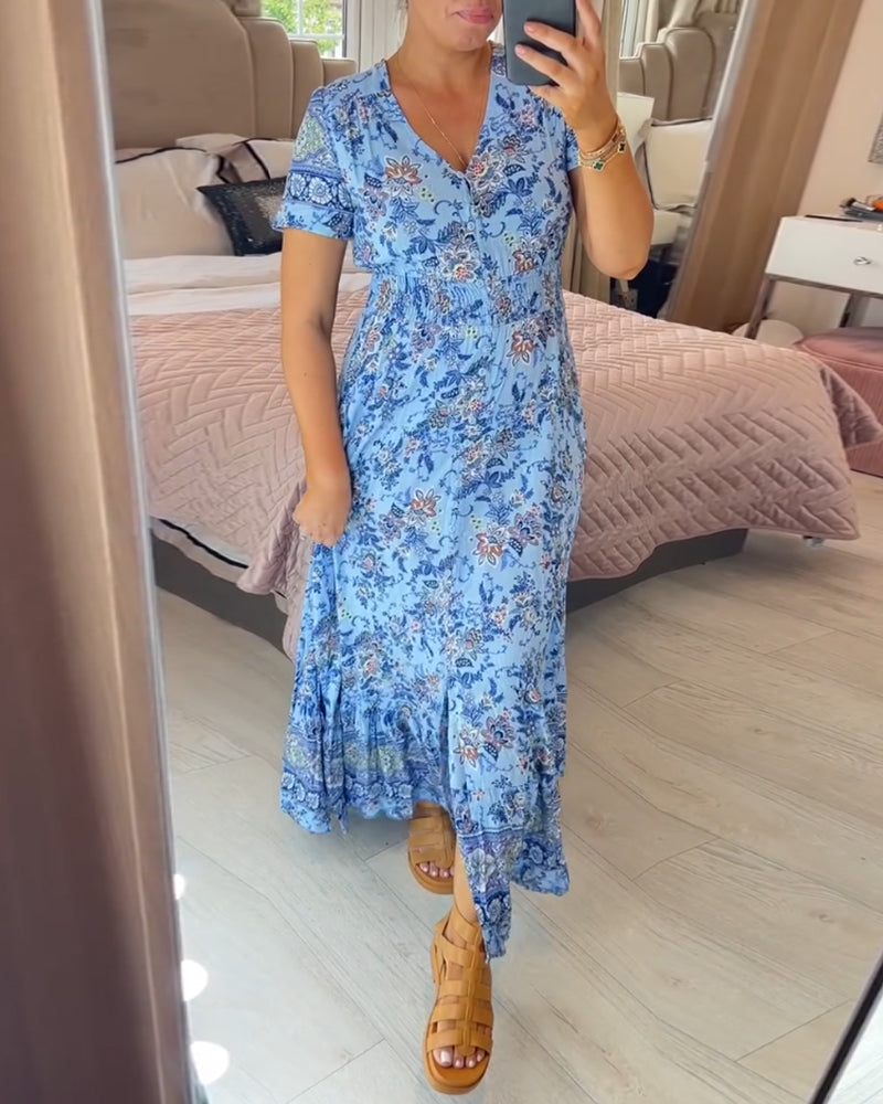 Tate | Kleid mit Blumenmuster und V-Ausschnitt