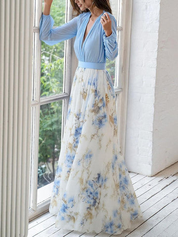 Yasmin | Langer Kleid mit Blumenmuster