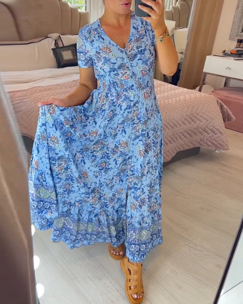 Katherine | 🔥Kleid mit V-Ausschnitt und Blumenprint