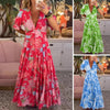 Amelia | Langes Kleid mit V-Ausschnitt und Tasche