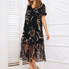 Agatha | Fließendes Maxikleid mit V-Ausschnitt und Print
