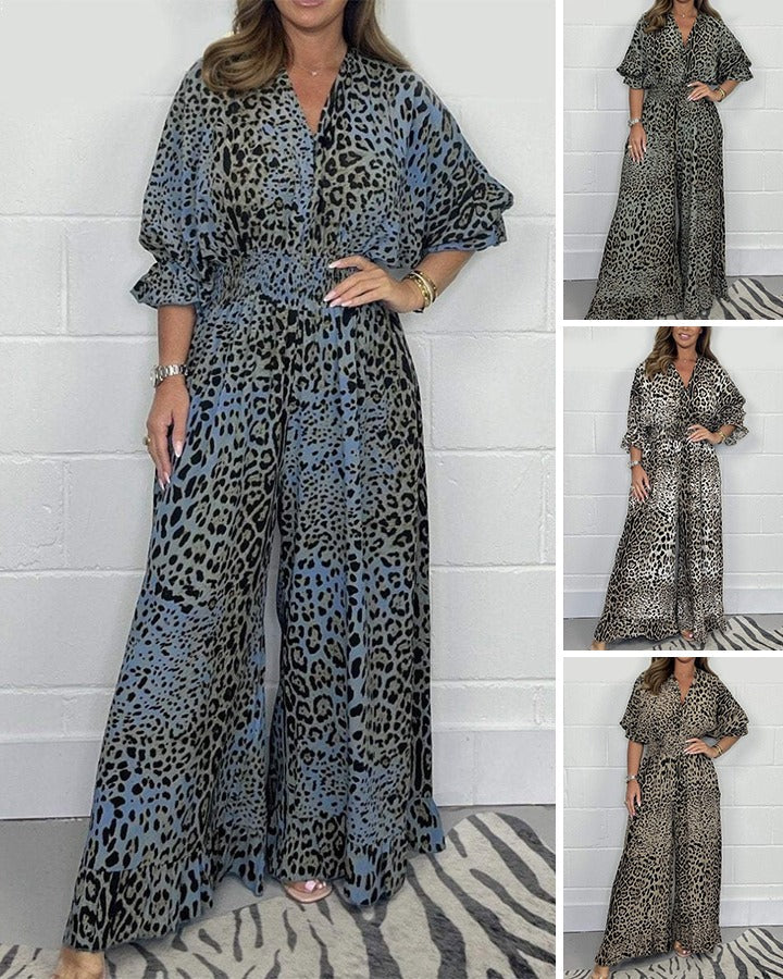 Leah | Lässiger weiter Overall mit Panther-Print