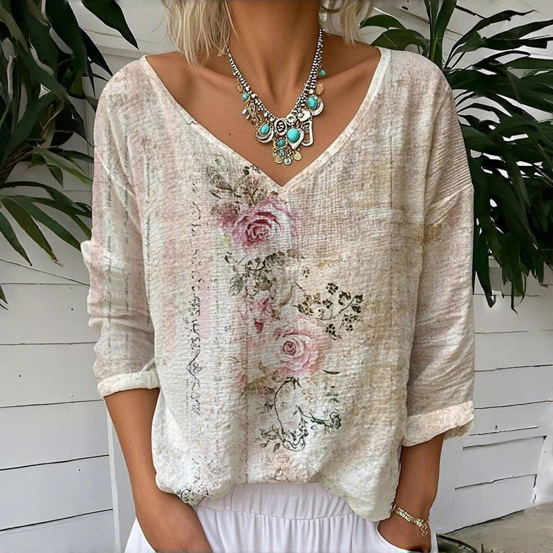 Laurel | T-Shirt mit Vintage-Blumenmuster