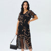 Agatha | Fließendes Maxikleid mit V-Ausschnitt und Print
