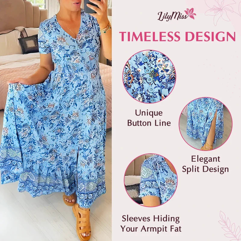 Tate | Kleid mit Blumenmuster und V-Ausschnitt