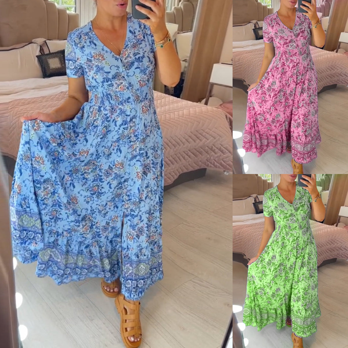 Tate | Kleid mit Blumenmuster und V-Ausschnitt