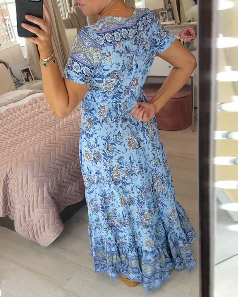 Tate | Kleid mit Blumenmuster und V-Ausschnitt