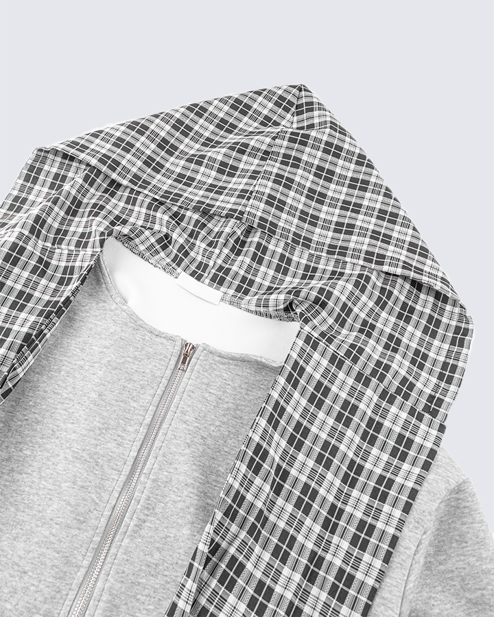 Brooklynn | Karo-gefütterter Dual-Wear Reißverschluss-Hoodie