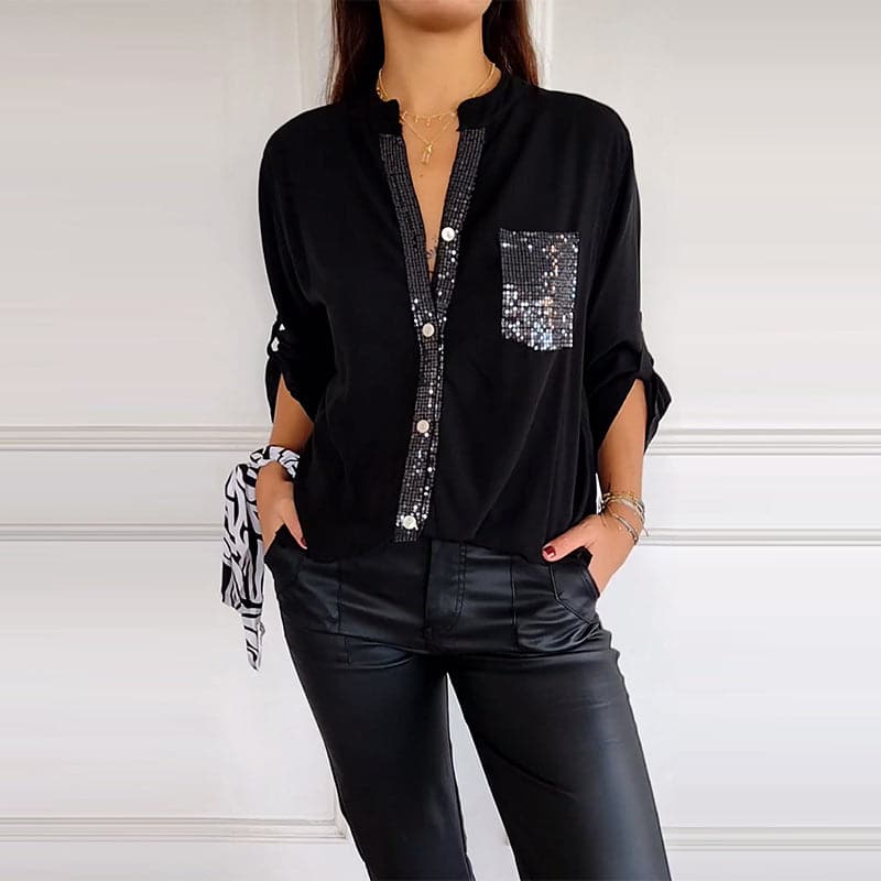 Naroise | Sommerliches Patchwork-Top mit Pailletten