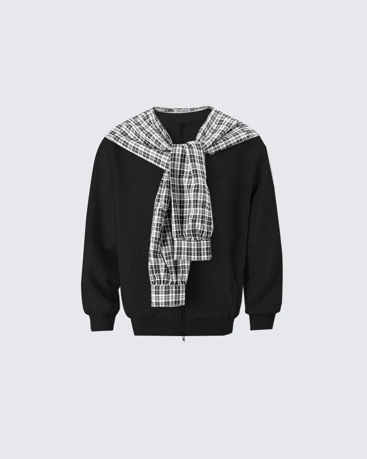 Brooklynn | Karo-gefütterter Dual-Wear Reißverschluss-Hoodie