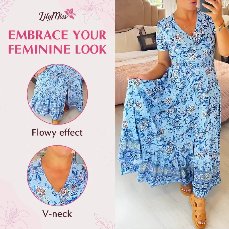 Katherine | 🔥Kleid mit V-Ausschnitt und Blumenprint