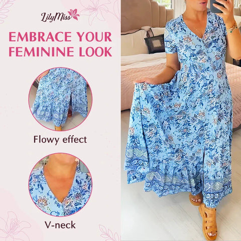 Katherine | 🔥Kleid mit V-Ausschnitt und Blumenprint
