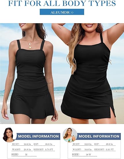 Kate | Damen Vintage Bauchkontroll-Zweiteiler Tankini Badeanzug