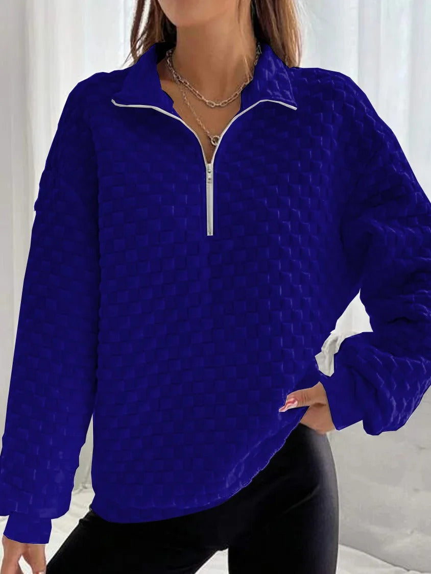 Geraldine | Damen - Trendiger V-Ausschnitt Pullover - Stylischer Reißverschluss