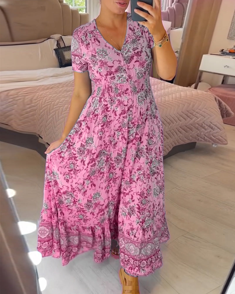 Tate | Kleid mit Blumenmuster und V-Ausschnitt