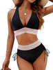 Ammy | Bauchfreie Bikini-Sets mit hoher Taille und Farbblock