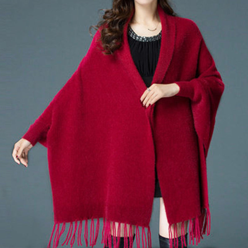 Mindy | Herbst-Specials Langärmliger, lässiger Schalmantel mit Quaste für Damen