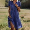 Armanda | Elegantes grünes Punkte-Midikleid mit kurzen Ärmeln