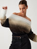 Laura | Fuzzy Off Shoulder Crop Pullover mit Ombre-Effekt