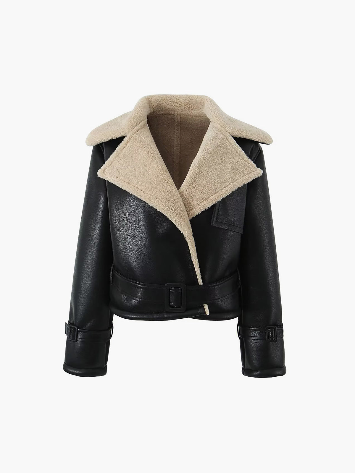 Sherpa | Gefütterte Shearling Leder Flugjacke