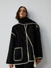 Clara | Elegante Jacke mit Halstuch und Kontrastbesatz