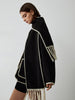 Clara | Elegante Jacke mit Halstuch und Kontrastbesatz
