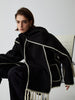 Clara | Elegante Jacke mit Halstuch und Kontrastbesatz