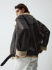 Leon | Klassische Sherpa gefütterte Shearling Leder Flugjacke