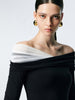 Clara | Asymmetrisches Schulterfreies Langärmeliges Mesh-Top