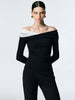 Clara | Asymmetrisches Schulterfreies Langärmeliges Mesh-Top