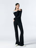 Clara | Asymmetrisches Schulterfreies Langärmeliges Mesh-Top