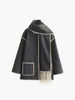 Clara | Elegante Jacke mit Halstuch und Kontrastbesatz