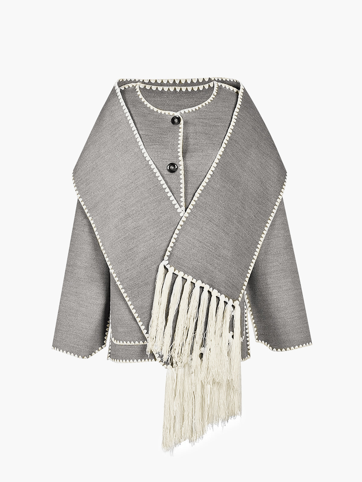 Clara | Elegante Jacke mit Halstuch und Kontrastbesatz