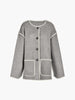 Clara | Elegante Jacke mit Halstuch und Kontrastbesatz