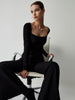 Clara | Eleganter langärmeliger Jumpsuit mit quadratischem Ausschnitt