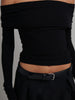 Mia | Schulterfreies überfaltetes Langarm-Crop-Shirt