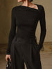 Clara | Asymmetrisches Langarmshirt aus Rippenstrick