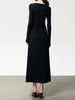 Clara | Asymmetrisches langärmeliges Bodycon Kleid aus Rippenstrick