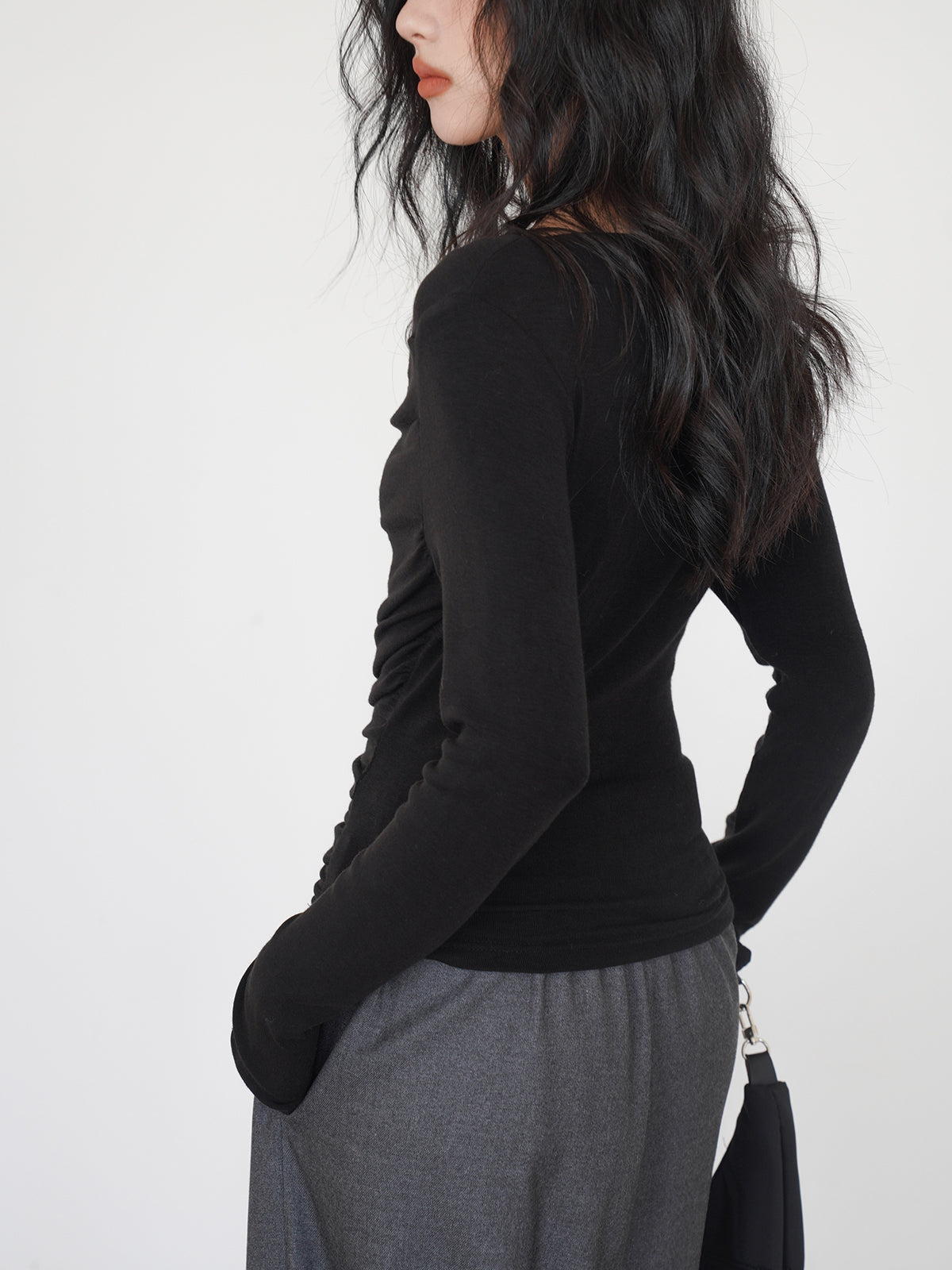 Anja | Drapiertes Langarm-Slinky-Shirt