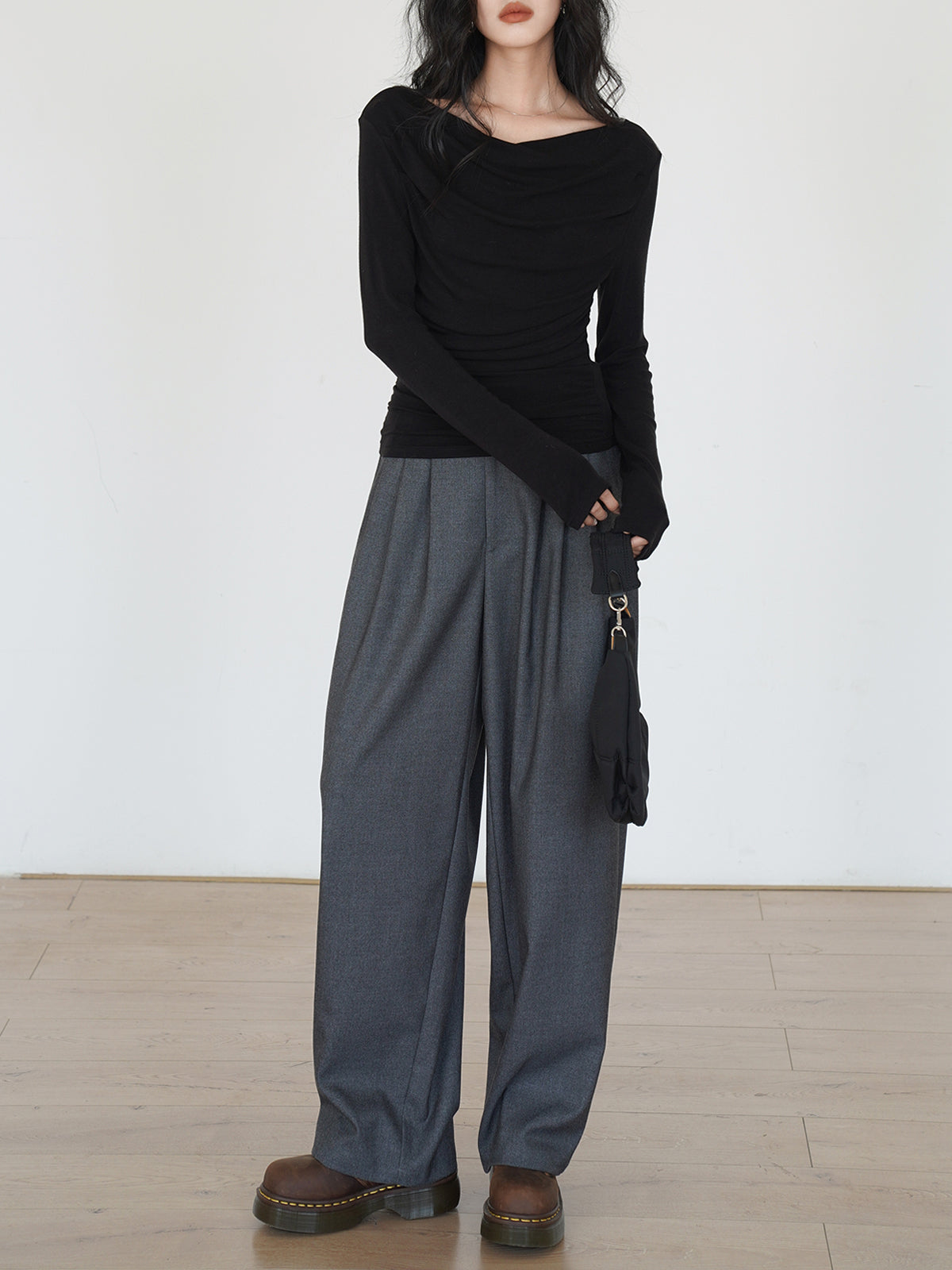 Anja | Drapiertes Langarm-Slinky-Shirt
